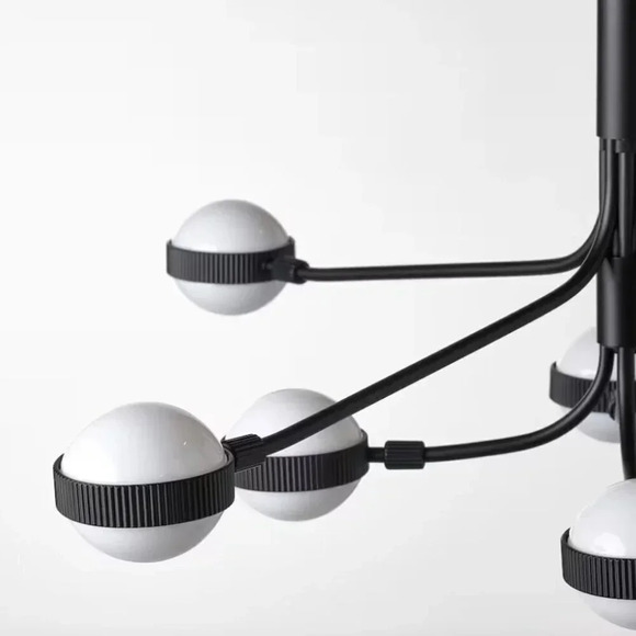 Ikea Storslinga LED Chandelier 8 Arm Black White 1100 Lumen 27.5" x 11.5 " New - Picture 5 of 9